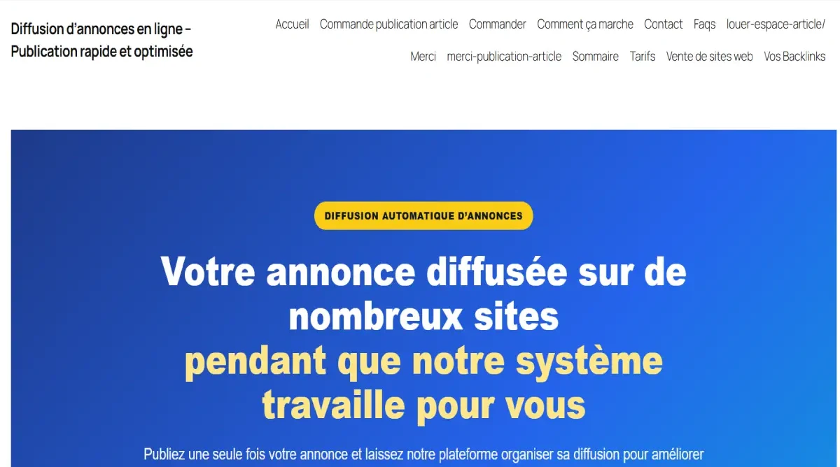 Aperçu du site Diffusion Annonces