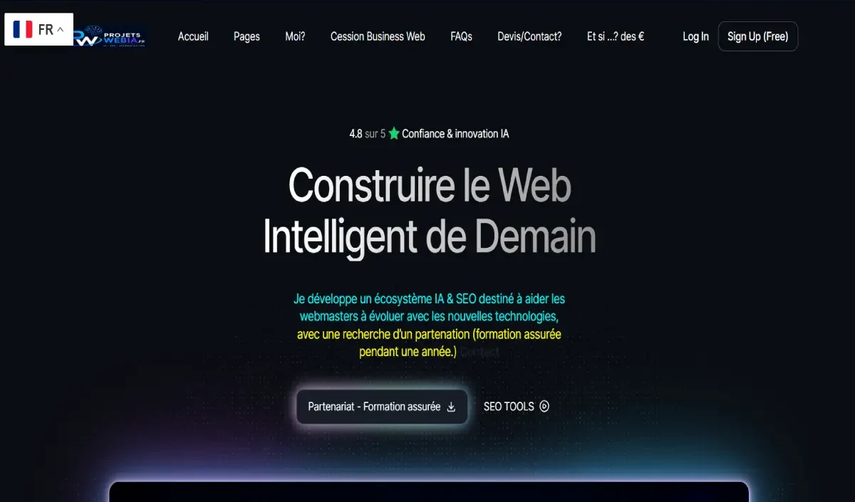 Aperçu du site Projets Web IA